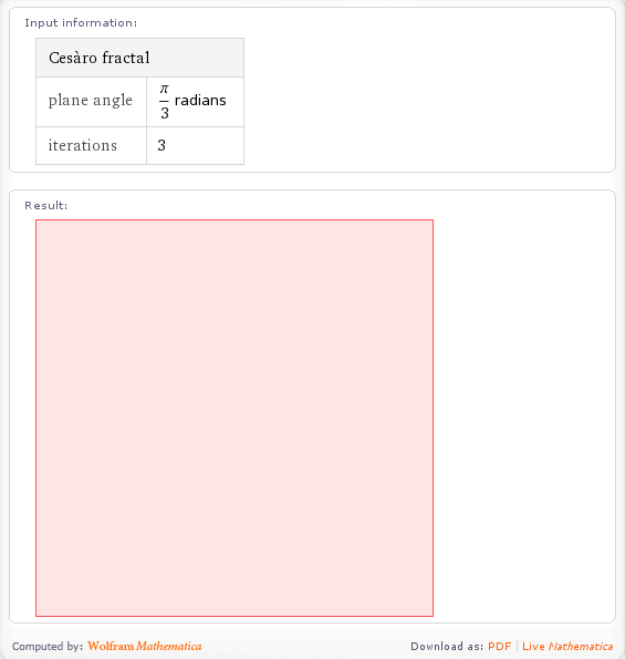 An error from Wolfram Alpha while computing the Cesaro Fractal