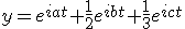 \light y =e^{iat} + \frac{1}{2}e^{ibt} + \frac{1}{3}e^{ict} 