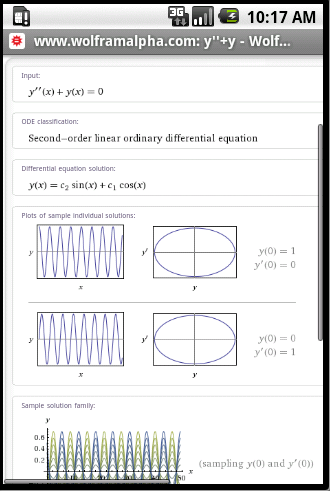 Wolfram Alpha on an Android browser